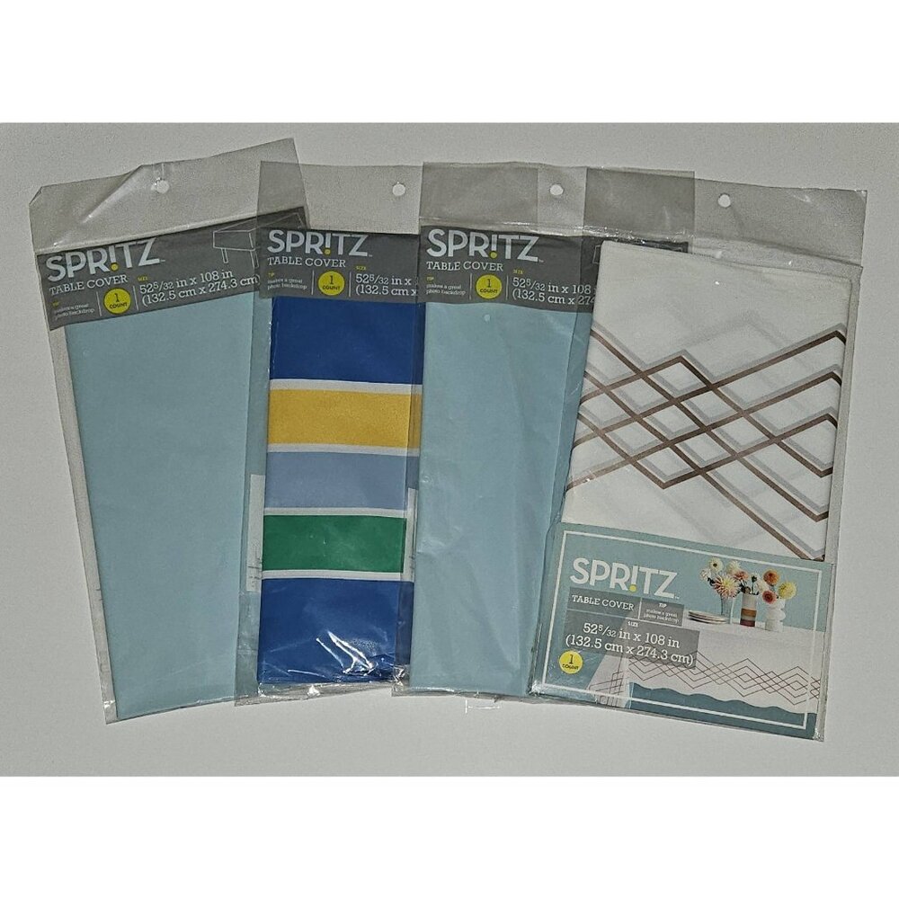 NEW Party Supplies Lot 4 Table Covers Spritz 52x108 Blue Striped Photo Backdrop